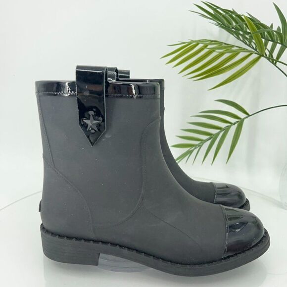 Jimmy Choo Edie Black Matte Rubber Rain Boots Size 37 AS IS - Picture 2 of 15